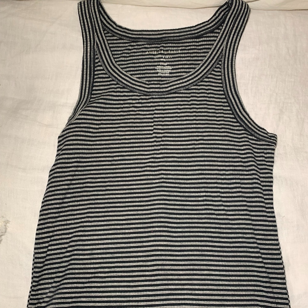 American Eagle black and white striped tank top